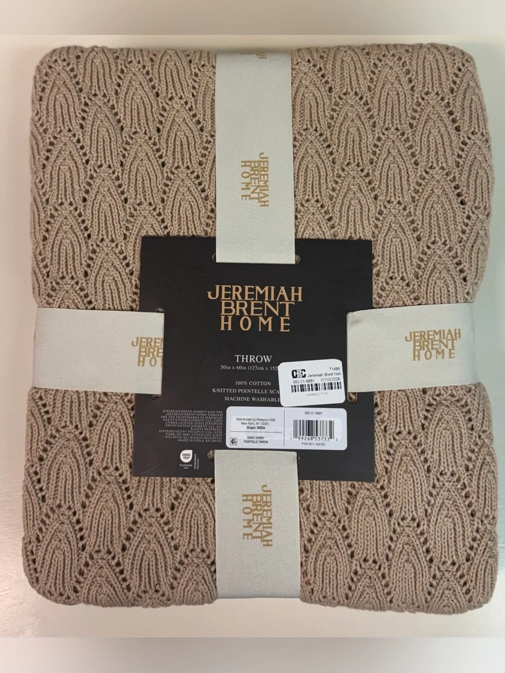 New Jeremiah Brent Home Pointelle Throw Blanket 50X60